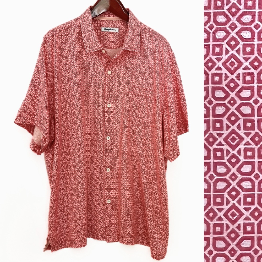 Tommy Bahama Red Casual Button Down Camp Shirt XXL